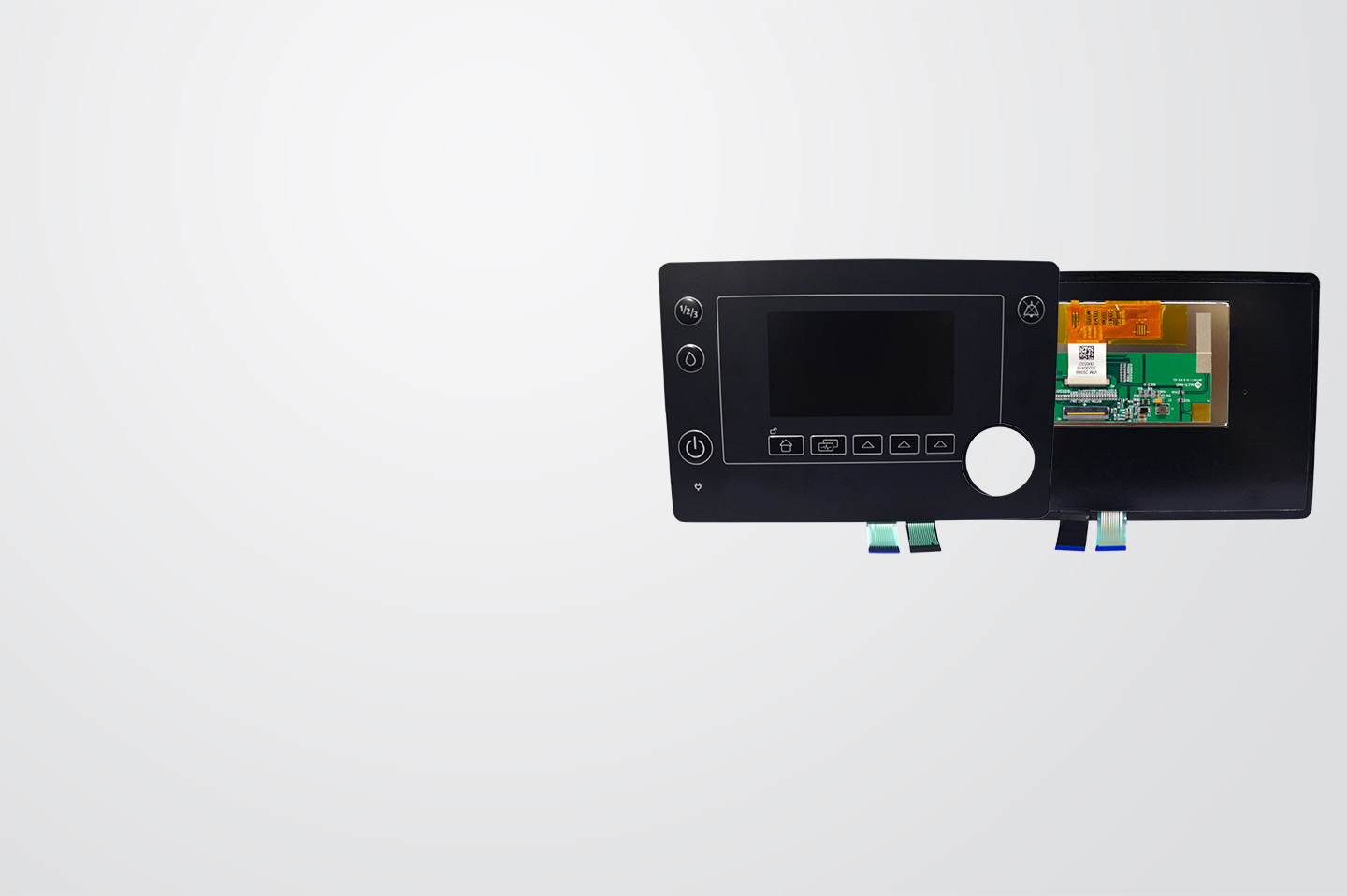 Membrane keyboard combined with display and PCB